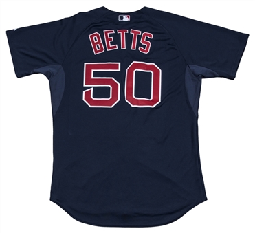 2014 Mookie Betts Game Used Rookie Boston Red Sox Navy Alternate Jersey Used On 8/29/2014 For 1st Career Grand Slam (MLB Authenticated)